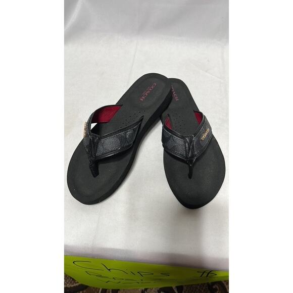 New❗️COACH Judy Signature Logo Black - Brown/Bronze Sandals Size US 6 - Picture 1 of 5